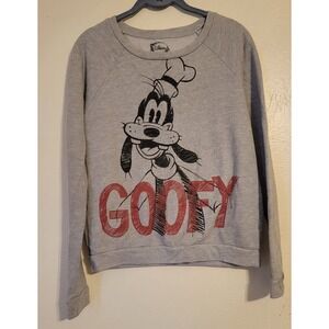 Disney Goofy Sweatshirt Womens Medium Gray Raglan Pullover